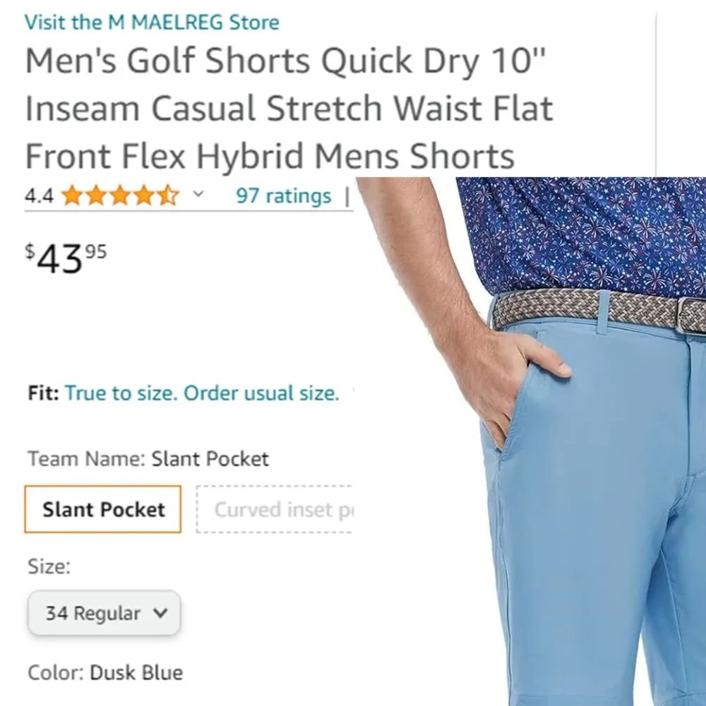 MAELREG Quick Dry 10'' Inseam Stretch Waist Flat Front Front Mens Shorts  ⛳ NEW!